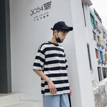 古萊登（GODLIKE） 短袖 男士T恤 黑白條 XL，L，XXL，XXXL，M