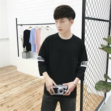 丹杰仕 短袖 男士T恤 七分袖后背印花黑色 XL，L，M，XXL