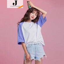 JCOOLSTORY 拼接 短袖 T恤 女 圓領(lǐng)