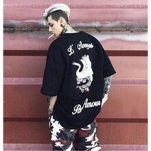 丹杰仕（DANG JIE SHI） 短袖 男士T恤 背后有只鶴(仙鶴黑色) S，XL，L，M，XXL