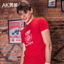 AKSERIES 短袖 男士T恤 紅色 S，XL，L，M，XXXL，XXL