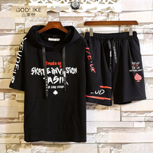古萊登（GODLIKE） 短袖 男士T恤 B1180黑色套裝 S，XL，L，M，XXL，XXXL