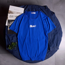 BOYXCO 七分袖 男士T恤 胸前字母藍 S，XL，L，M，XXL，XXXL