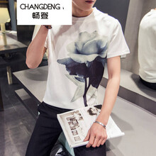 暢登（CHANGDENG） 短袖 男士T恤 牡丹白 
