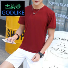 古萊登（GODLIKE） 短袖 男士T恤 圓領(lǐng)酒紅色 