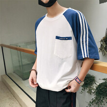 奧廉穆斯（aolianmusi） 五分袖 男士T恤 藍色 XL，L，M，XXL