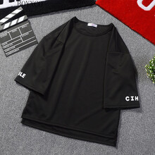 BOYXCO 七分袖 男士T恤 七分袖橫字母黑 S，XL，L，M，XXL，XXXL