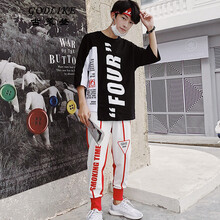 古萊登（GODLIKE） 短袖 男士T恤 黑衣紅褲 XL，L，M，XXL，XXXL