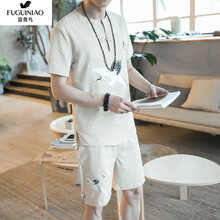 富貴鳥(niǎo)（FUGUNIAO） 短袖 男士T恤 米色 XL，L，XXL，M，XXXL