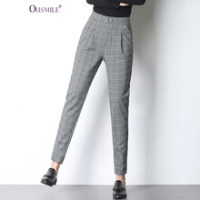 Ousmile 高腰 蘿卜褲 女 九分褲 休閑褲
