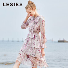 LESIES 大花 荷葉邊 連衣裙