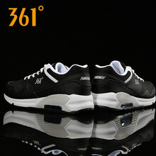 361°跑步鞋烏黑色/361度白【革面】  