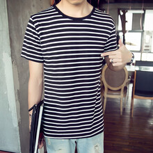 魁碩（KUISHUO） 短袖 男士T恤 黑色小條紋 