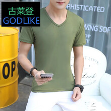 古萊登（GODLIKE） 短袖 男士T恤 V領軍綠色 
