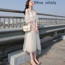 miss nitaly 純色 綁帶 連衣裙