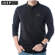 吉普（JEEP） 長(zhǎng)袖 男士T恤 黑色-無絨款 