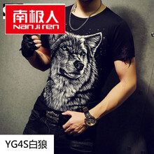 南極人（Nanjiren） 短袖 男士T恤 YG4夜光白狼 S，XL，L，M，XXXL，XXL