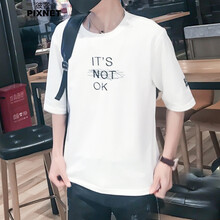 彼客（PIXNET） 五分袖 男士T恤 白色 XL，L，M