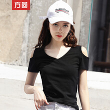 方茴 露肩 短袖 T恤 女 V領(lǐng)