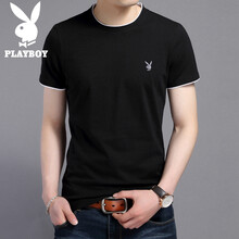 花花公子（PLAYBOY） 短袖 男士T恤 黑色圓領(lǐng)    