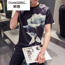 暢登（CHANGDENG） 短袖 男士T恤 牡丹黑 