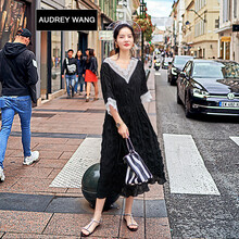 AUDREYWANG 創(chuàng)意趣味 拼接，撞色，鏤空 連衣裙