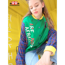 木果果木 圓領(lǐng) 長(cháng)袖 女 短外套 拼接，紐扣