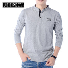 吉普（JEEP） 長(cháng)袖 男士T恤 灰色-無(wú)絨款 