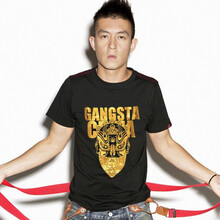 窈蕊黛 短袖 男士T恤 黑色 陳冠希燙金 