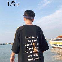 UYUK 五分袖 男士T恤 黑色 S，XL，L，M，XXL