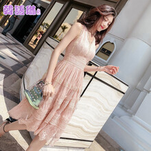 韓語(yǔ)琳空間 純色 流蘇，拼接，蕾絲 連衣裙