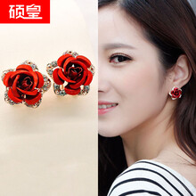 玫瑰花水鉆耳釘
