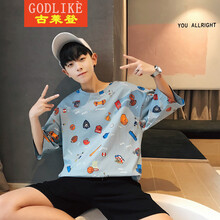 古萊登（GODLIKE） 短袖 男士T恤 藍色 S，XL，L，M