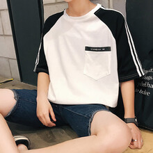 奧廉穆斯（aolianmusi） 五分袖 男士T恤 黑色T09 XL，L，XXL，M