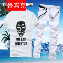 魯賓克 短袖 男士T恤 面具白/白褲 
