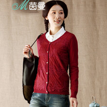 <em>茵曼</em>短款<em>针织</em>衫女<em>开衫</em>薄2014春装新款文艺V领