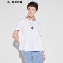S.DEER 拼接 短袖 T恤 女 圓領(lǐng)