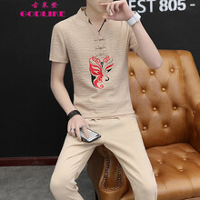 古萊登（GODLIKE） 長袖 男士T恤 臉譜米色一套 XL，L，XXL，XXXL，M