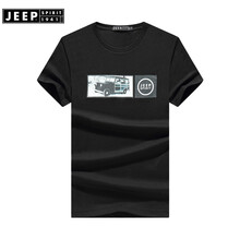 吉普（JEEP） 短袖 男士T恤 黑色(偏小一碼) 
