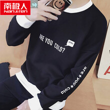 南極人（Nanjiren） 長袖 男士T恤 長袖T01英文黑色 XL，L，XXL，M