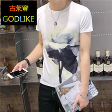 古萊登（GODLIKE） 短袖 男士T恤 牡丹白色 
