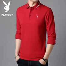 花花公子（PLAYBOY） 長(zhǎng)袖 男士T恤 5813紅色 