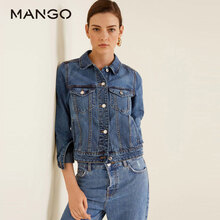 MANGO 翻領(lǐng) 長袖 女 短外套 鑲鉆