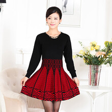 靓星依洲2014秋季新品<em>中年</em>装长袖连衣裙羊毛