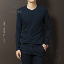 SEEMAX 長(zhǎng)袖 男士T恤 深藍(lán)色 XL，L，加大，M，XXL，XXXL