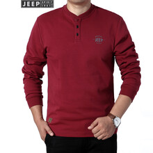 吉普（JEEP） 長袖 男士T恤 紅色 XL，L，XXL，M，XXXL