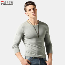 品尚百斯（PINSHANGBAISI） 長袖 男士T恤 灰色(V領(lǐng)) XL，L，M，XXXL，XXL