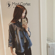 Mad Cortes POLO領(lǐng) 七分袖 女 短外套 口袋，做舊