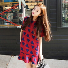 佤寶莉（WABAOLI） 大花 荷葉邊，印花 連衣裙