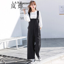 女春秋背帶褲